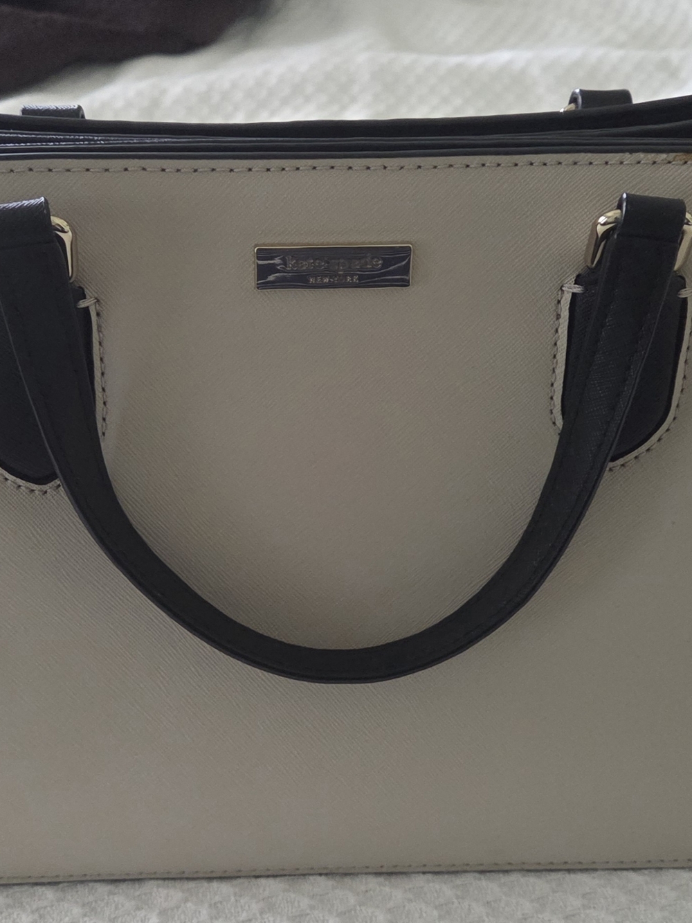kate spade Cream and Black Structured Shoulder Bag